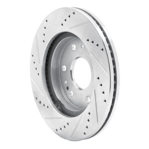 Cadillac Escalade EXT Brake Rotor (1) - Front Right - R1 Concepts - Drilled & Slotted - Silver - `05-`20